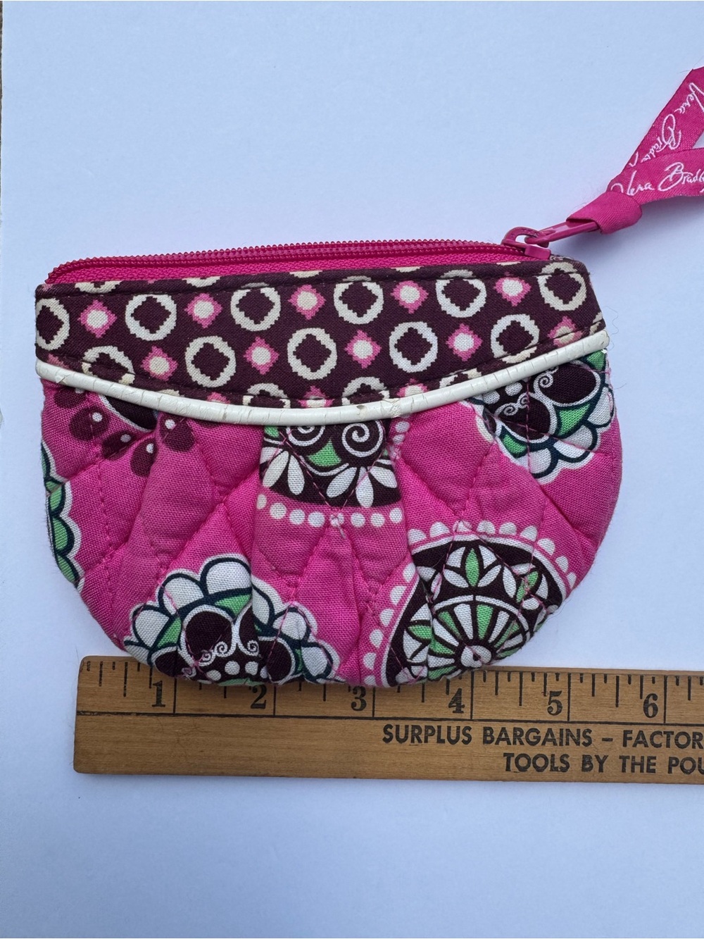 Vera Bradley Pink & Brown Quilted Coin Wristlet